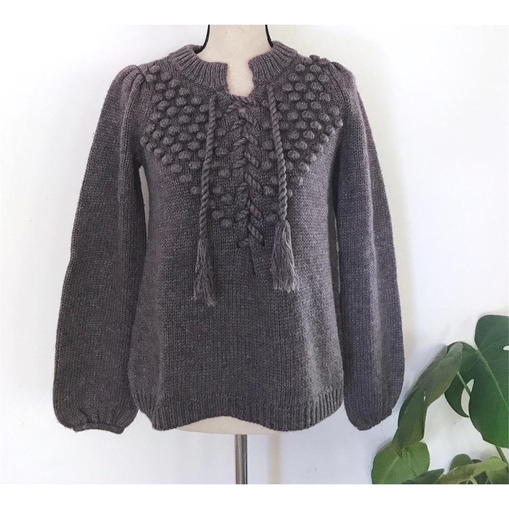 Moda International Pom Pom Trim Wool Blend Sweater​​​​​​​